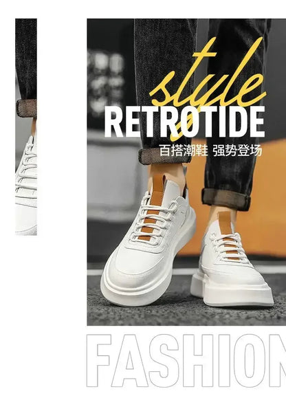 Men Thick Sole Shoes white brown / 39