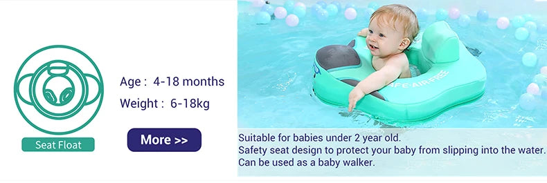 Non-Inflatable Baby Float with Canopy Waist Swimming Chest