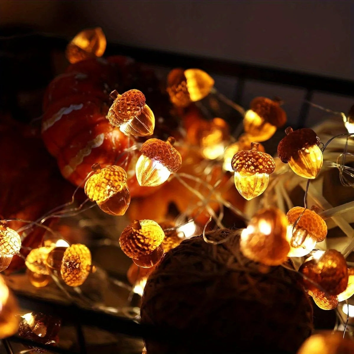 Acorn String Lights Thanksgiving Decorations Fairy Lights 30 LEDs 9.8ft Battery