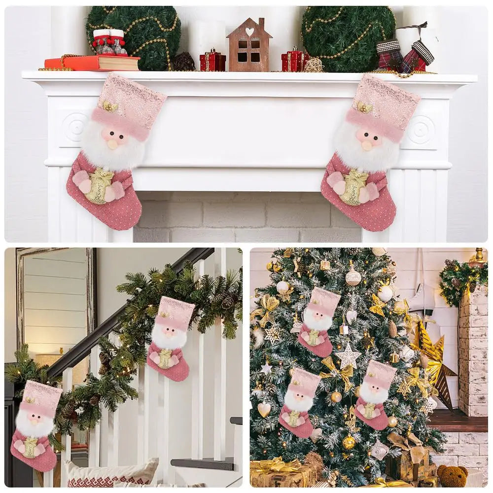 Pink Sequin Christmas Stockings