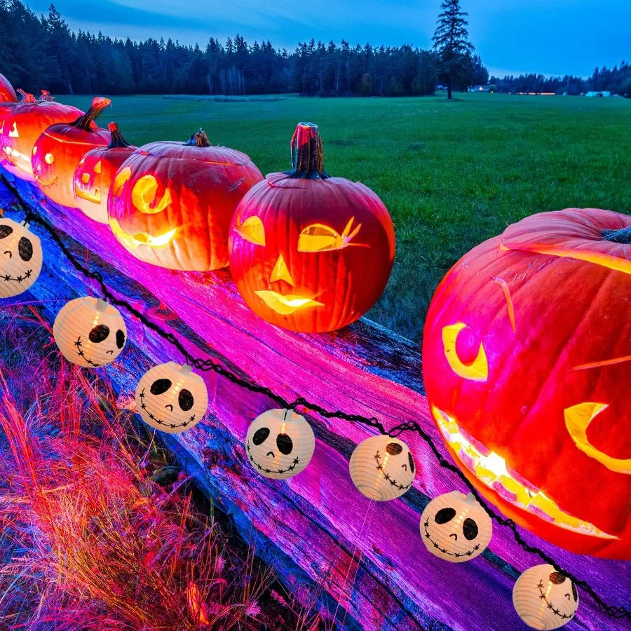 8.5FT LED Jack Skellington Halloween String Lights with DIY Lanterns