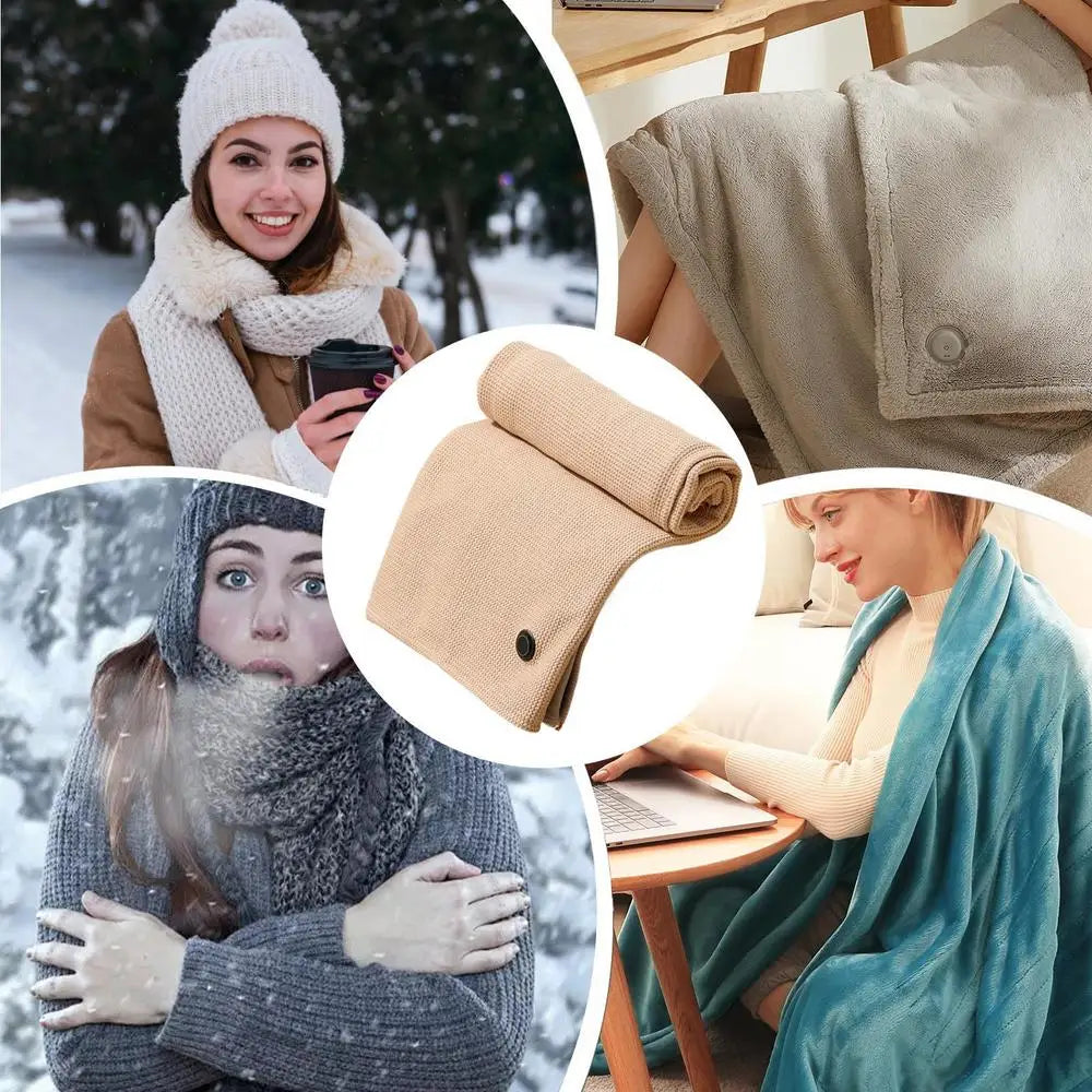 Heater Blanket USB-Powered Winter Plush Blanket Portable Heated Blanket Shawl