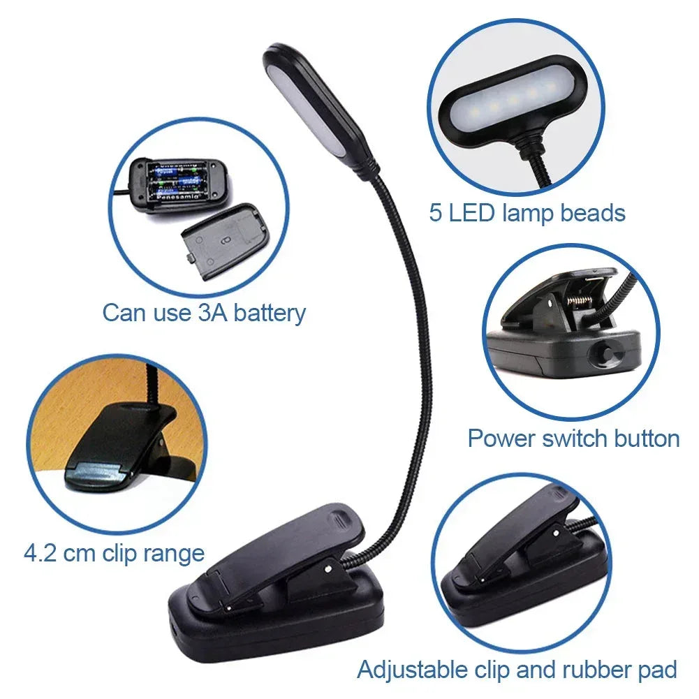 Adjustable Mini Clip-On Study Desk Lamp Black 01