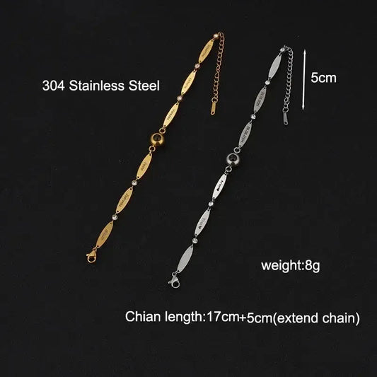 Personalized Engraved Family Name Stainless Steel Bracelet Silver Color / 18cm / 4 Names