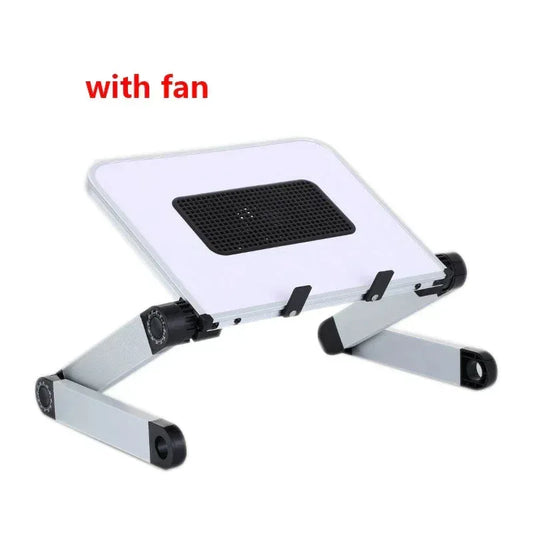 Adjustable Folding Laptop Desk White(with fan)-L