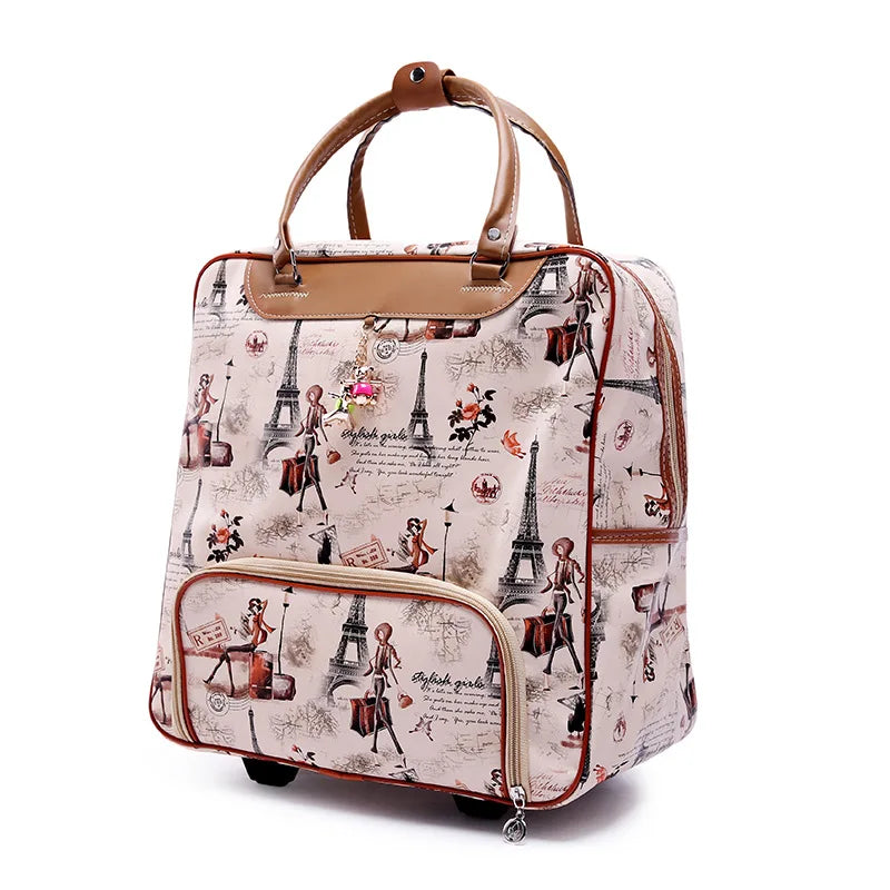 Travel Rolling Luggage Retro girl Suitcase Bag