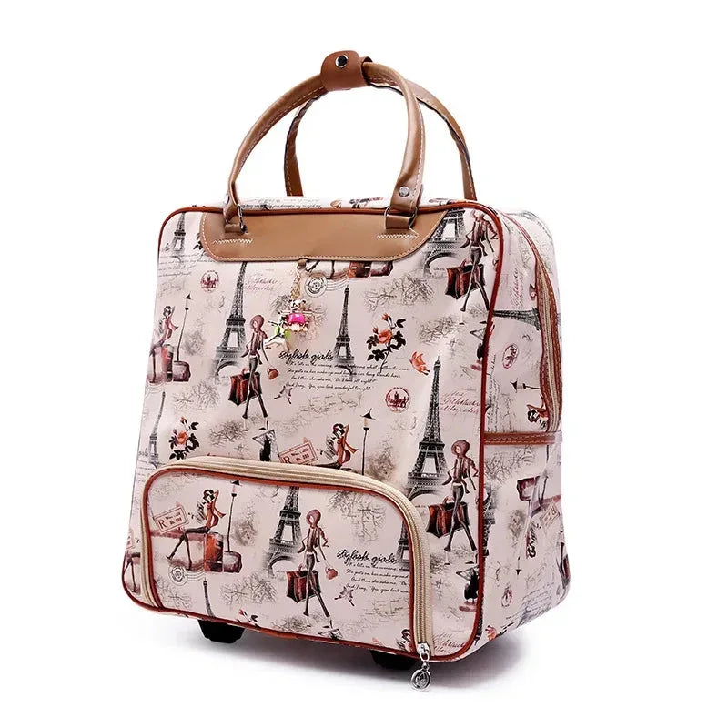 Travel Rolling Luggage Retro girl Suitcase Bag B