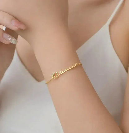 Custom Name Bracelet Stainless steel Dainty Bracelets bracelet / 40cm / Gold