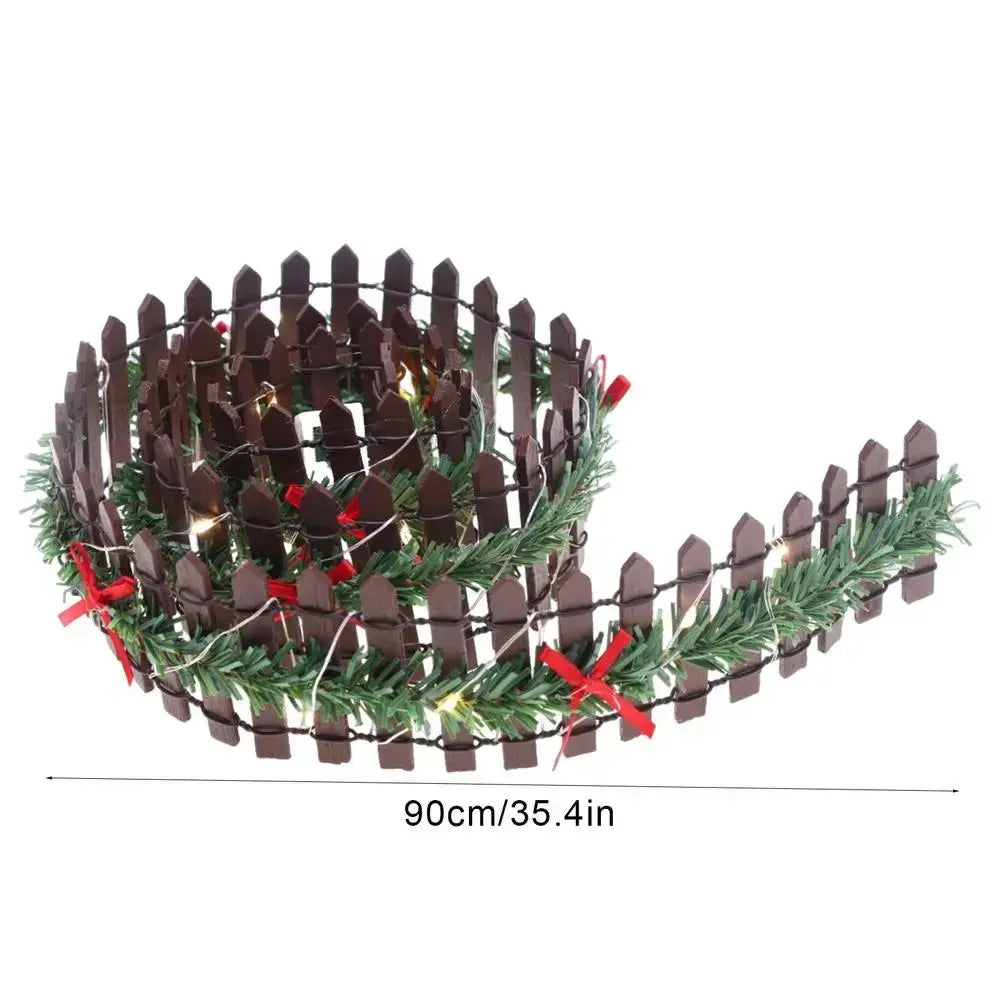 LED Wooden Christmas Tree Fence – Mini Picket Garden & Holiday Decoration Coffee / United States