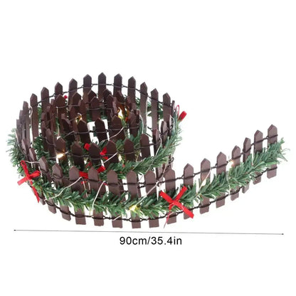 LED Wooden Christmas Tree Fence – Mini Picket Garden & Holiday Decoration Coffee / United States