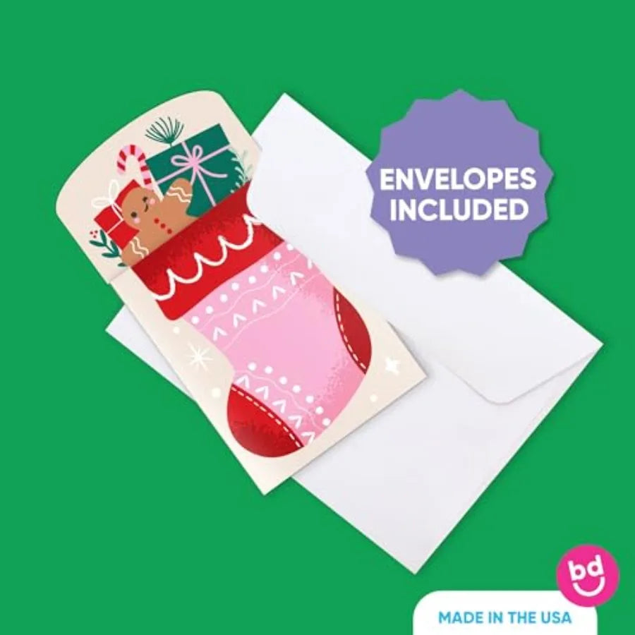 Big Dot of Happiness Christmas Stockings – Gift Card & Money Holders with Envelopes