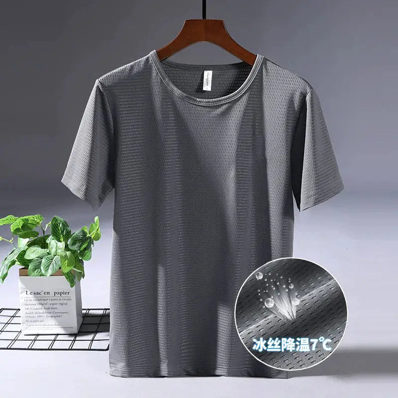 Summer Men Polo Tops Breathable Quick Dry T Shirt