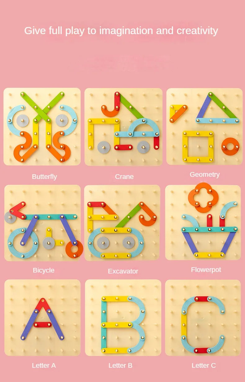 Children Wooden Geoboard Toys