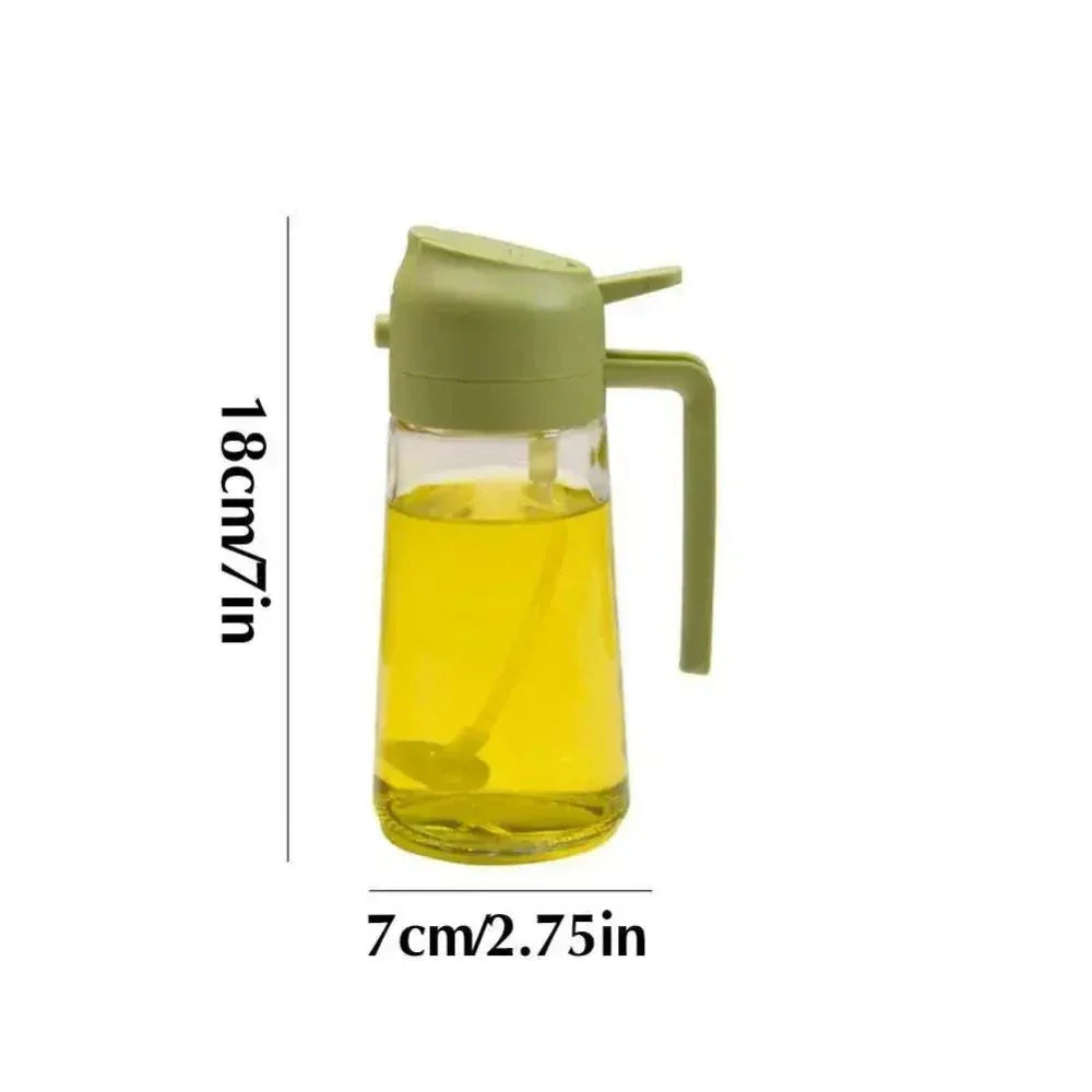 Dual Function Oil Spray and Pour Bottle Green