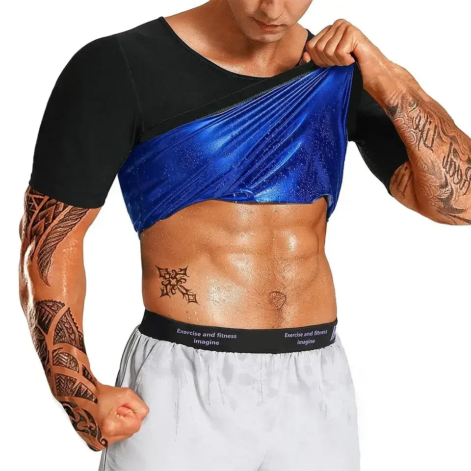 Men Sauna Sweat Vest Heat Trapping Compression Shirts Blue / S / United States