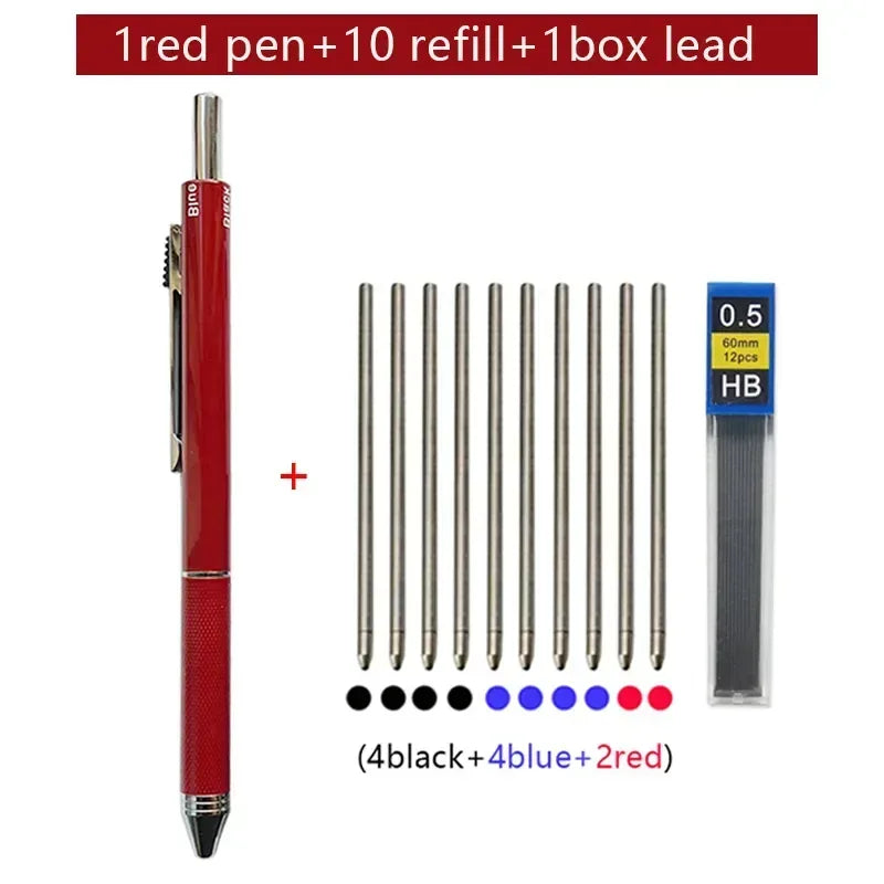 Metal Multicolor Pen 4 In 1 Gravity Sensor Ballpoint Pen Red pen set