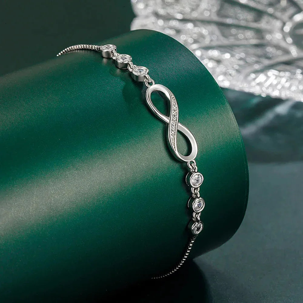 Infinite Inlaid Round Cubic Zircon Bracelet silver