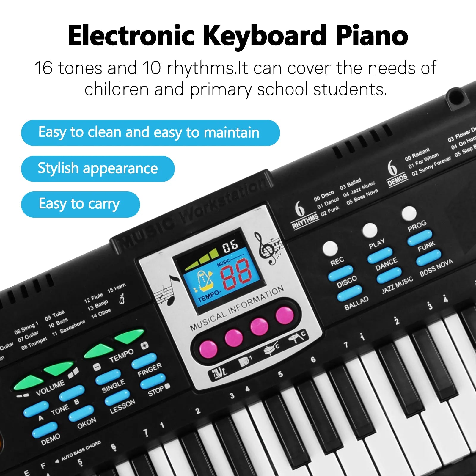 Electronic Keyboard with Microphone Function Musical Instrument  for Kids