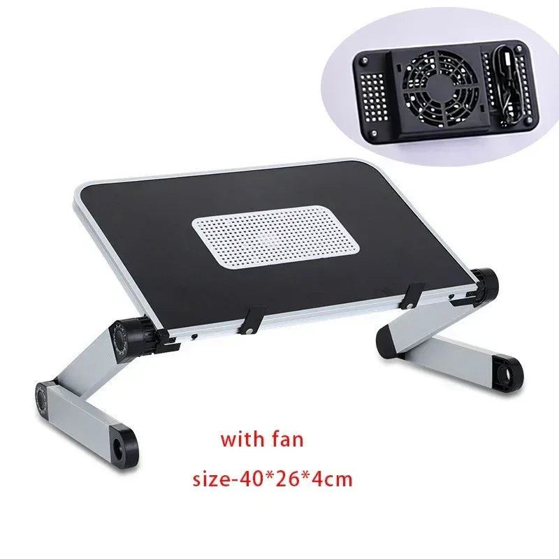 Adjustable Folding Laptop Desk Black(with fan)-L