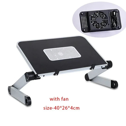Adjustable Folding Laptop Desk Black(with fan)-L