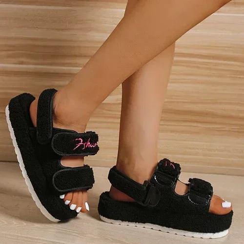 Casual Thick Bottom Women Sandals Green/Orange/Black/Blue black / 7.5