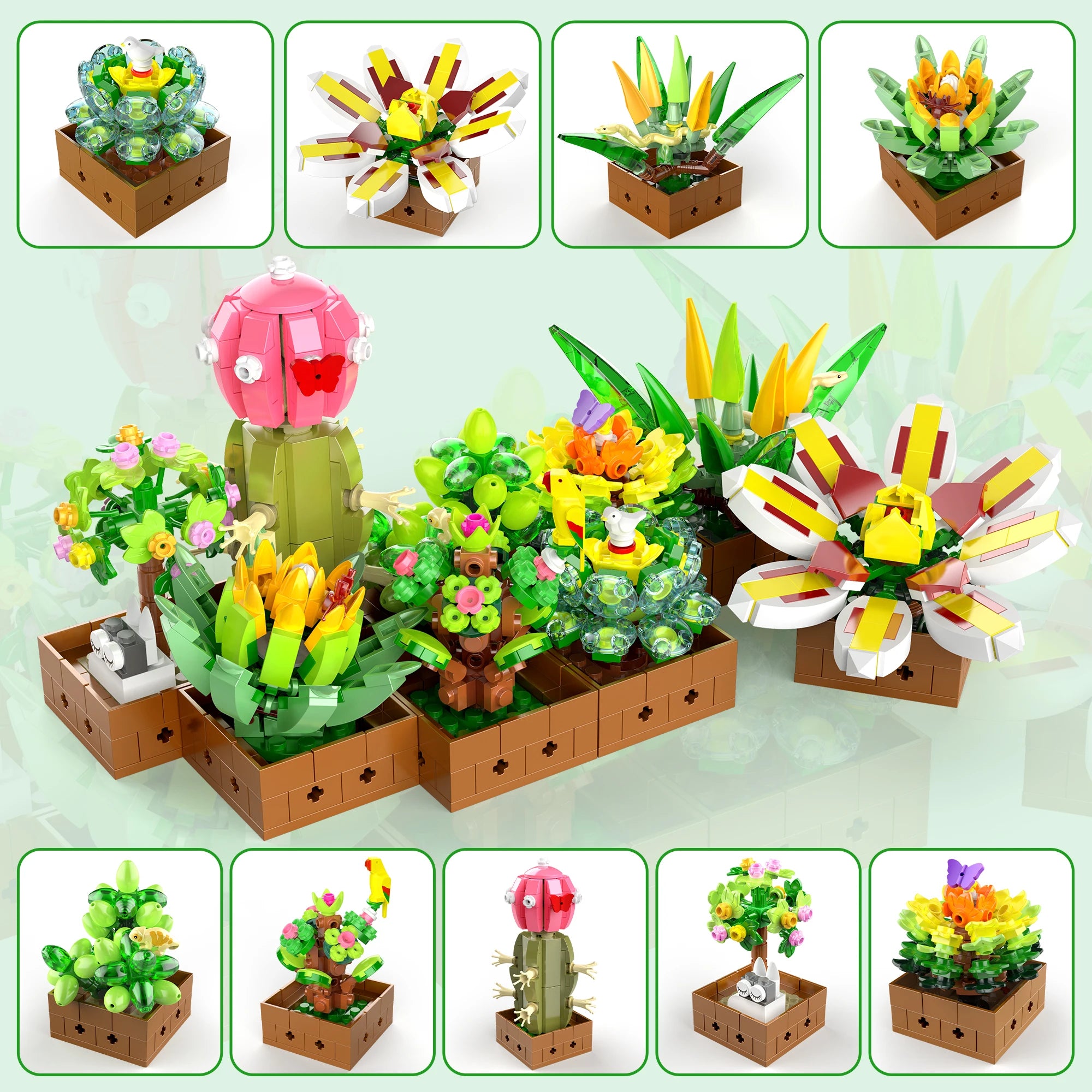 EDUCIRO Succulent Bonsai Building Blocks Set – 9PCS