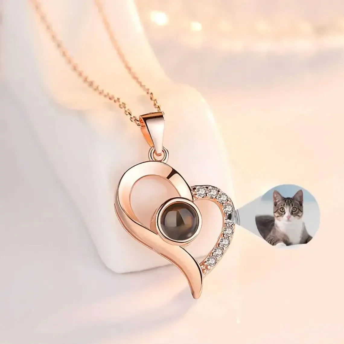 Personalized Custom Photo Projection heart Necklace Pendant Minx