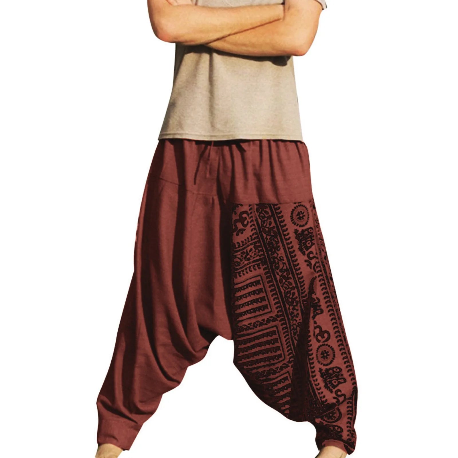 Long Casual Print Loose Large Size Nationality Trousers