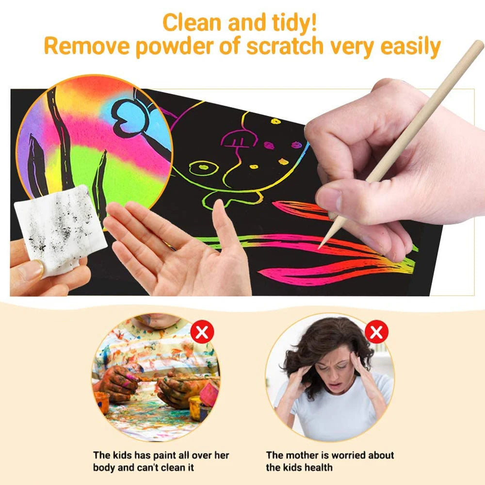 125-Piece Rainbow Scratch-Off Art Note Cards for Kids & Teens