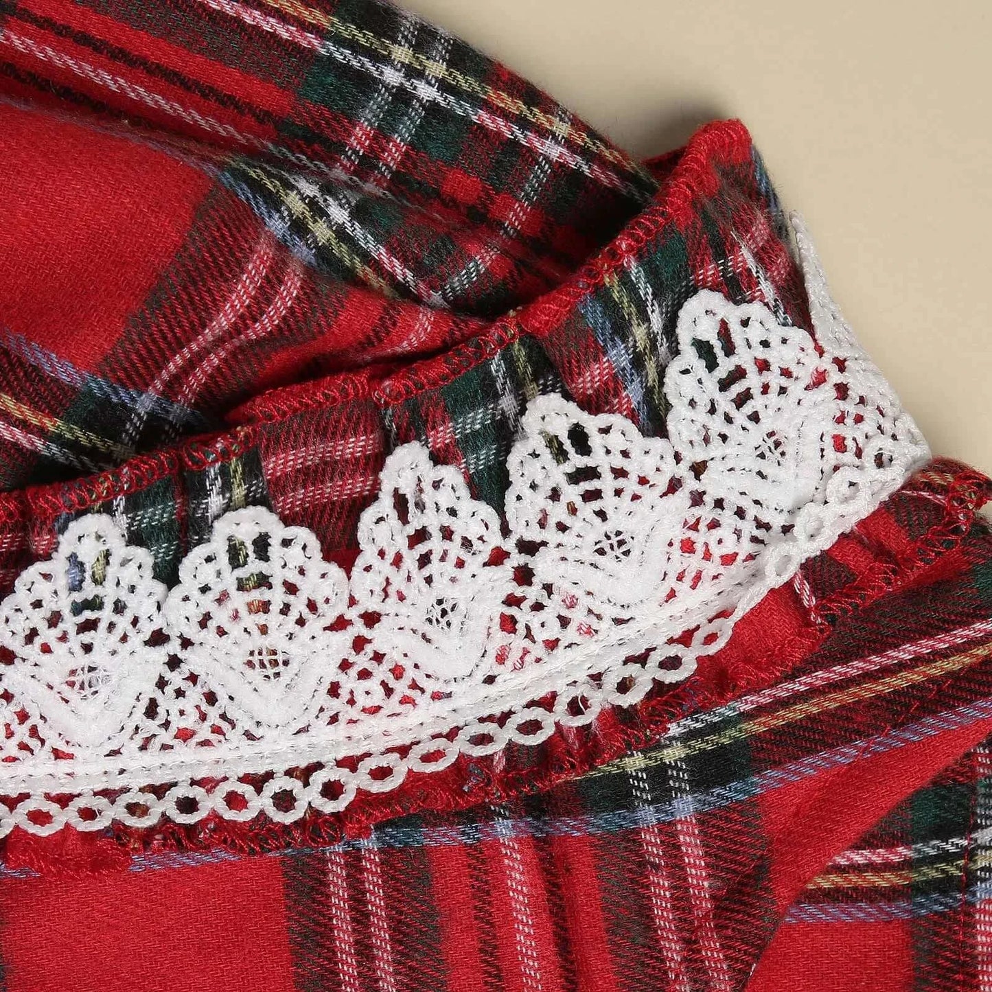 Toddler Girls Christmas Lace & Plaid Patchwork Dress Red / United States / 3-4 Years