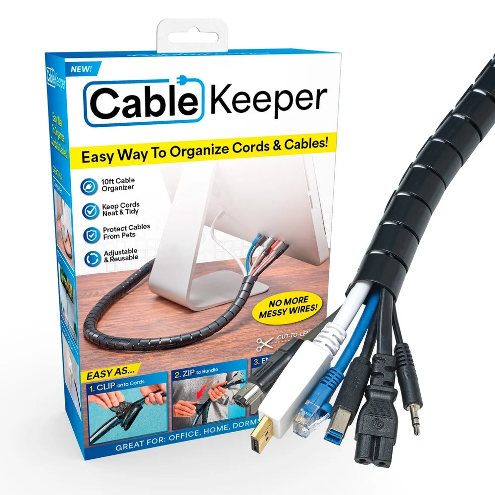 Cable Keeper 10ft Adjustable Cord Organizer with Zip Tool Minx