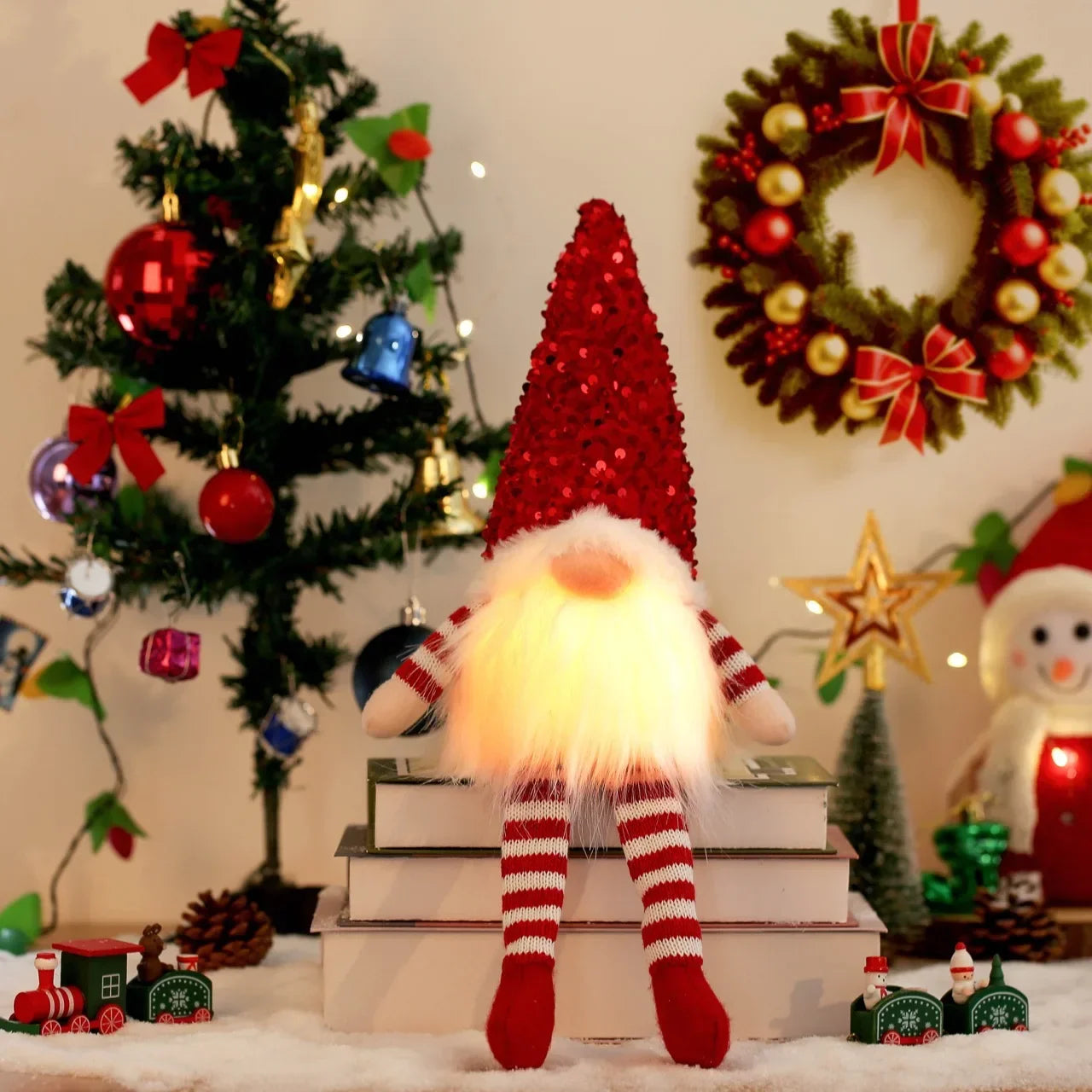 Christmas Elf Knitted Gnome with LED Light