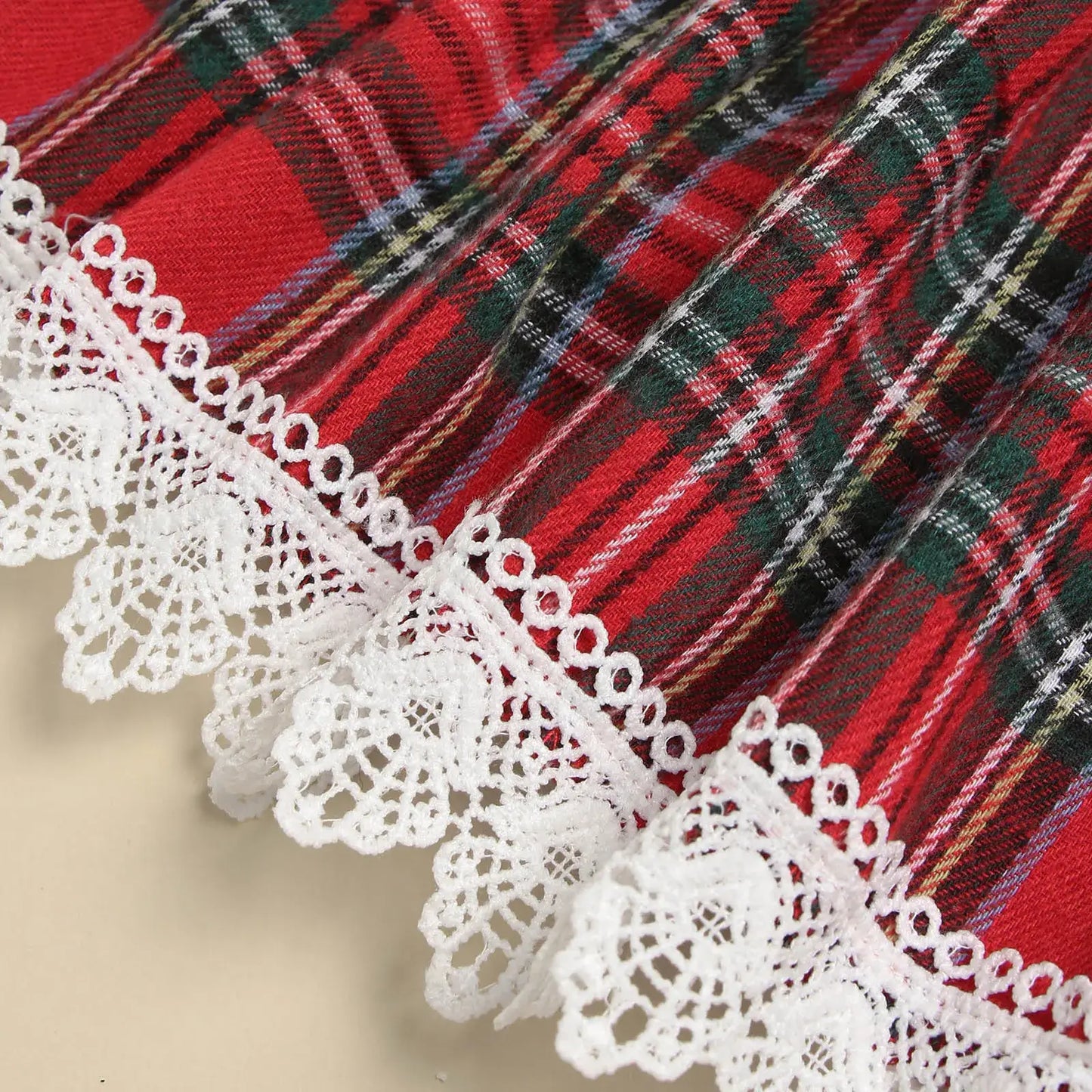 Toddler Girls Christmas Lace & Plaid Patchwork Dress Red / United States / 3-4 Years