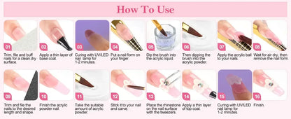 Acrylic Nail Kit with 36W UV LED Nail Lamp Base Top Coat Suitable for Nail Extension and Decoration Nail Tools Acrylic Kit / United States