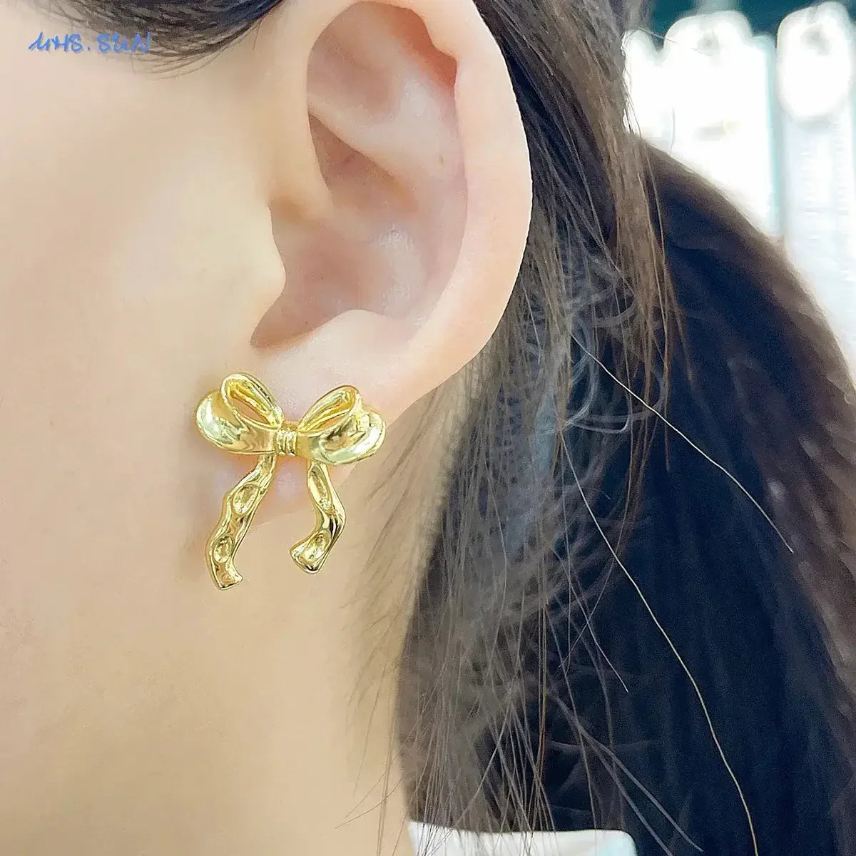 SUN Design Sweet Style Gold Plated Bow Stud Earrings EI11-1
