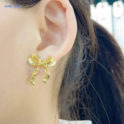 SUN Design Sweet Style Gold Plated Bow Stud Earrings EI11-1