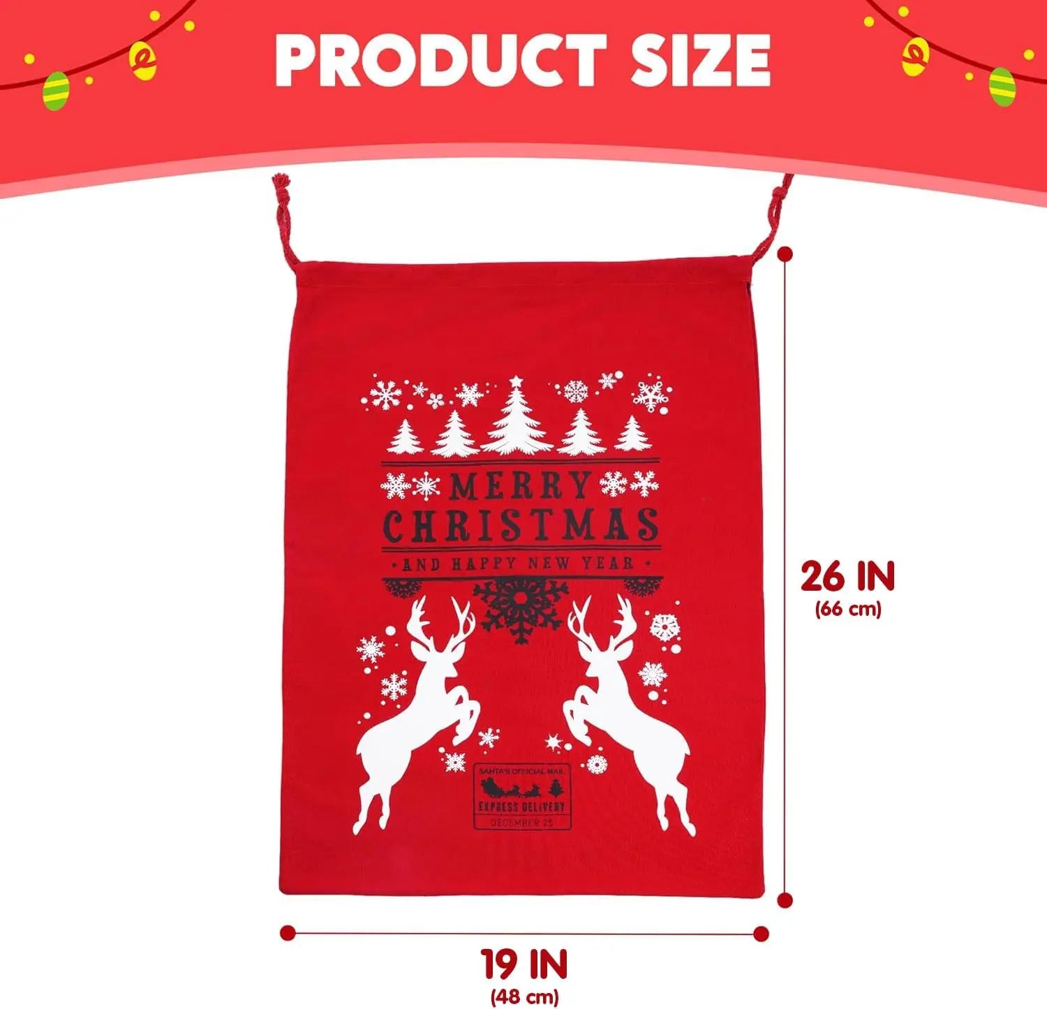 Pack Large Santa Sack Canvas Christmas Gift Bags with Drawstring