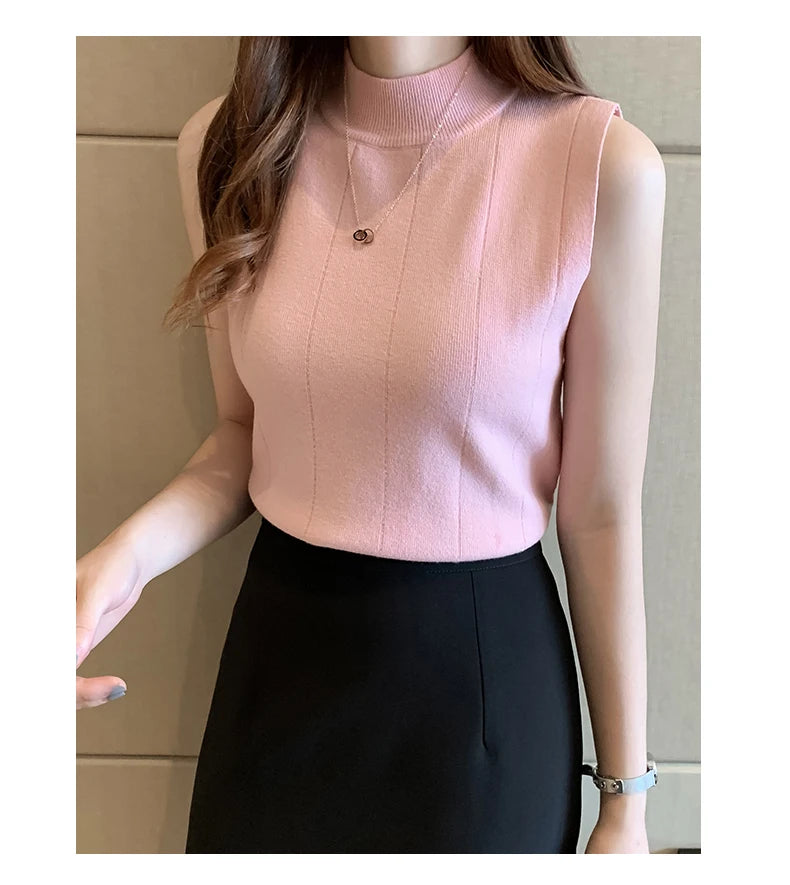 Sleeveless Knitted Blouse Shirt