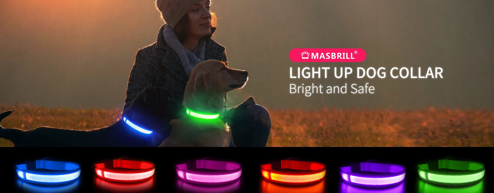 MASBRILL Dog Collar Luminous Pet Supplies Dog Collar Waterpoof Safety Collars