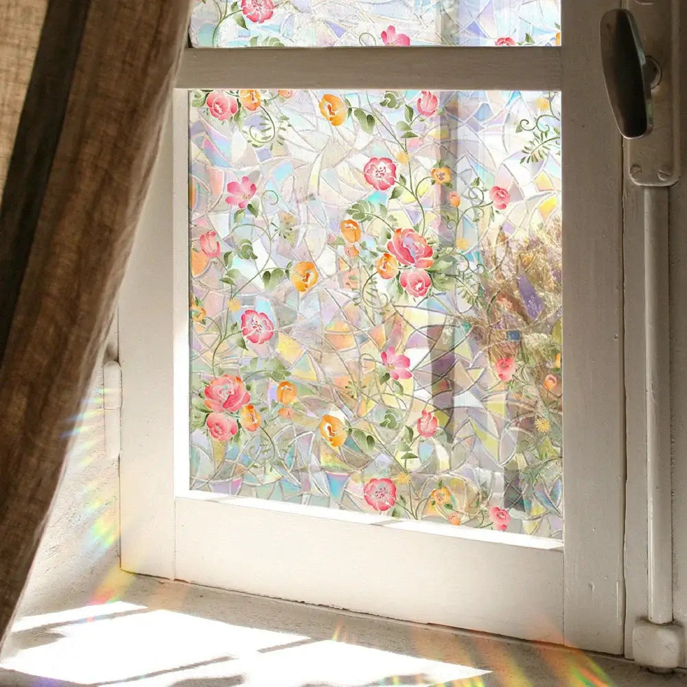 3D Static Cling Flower Glass Sticker (Opaque Window Film)
