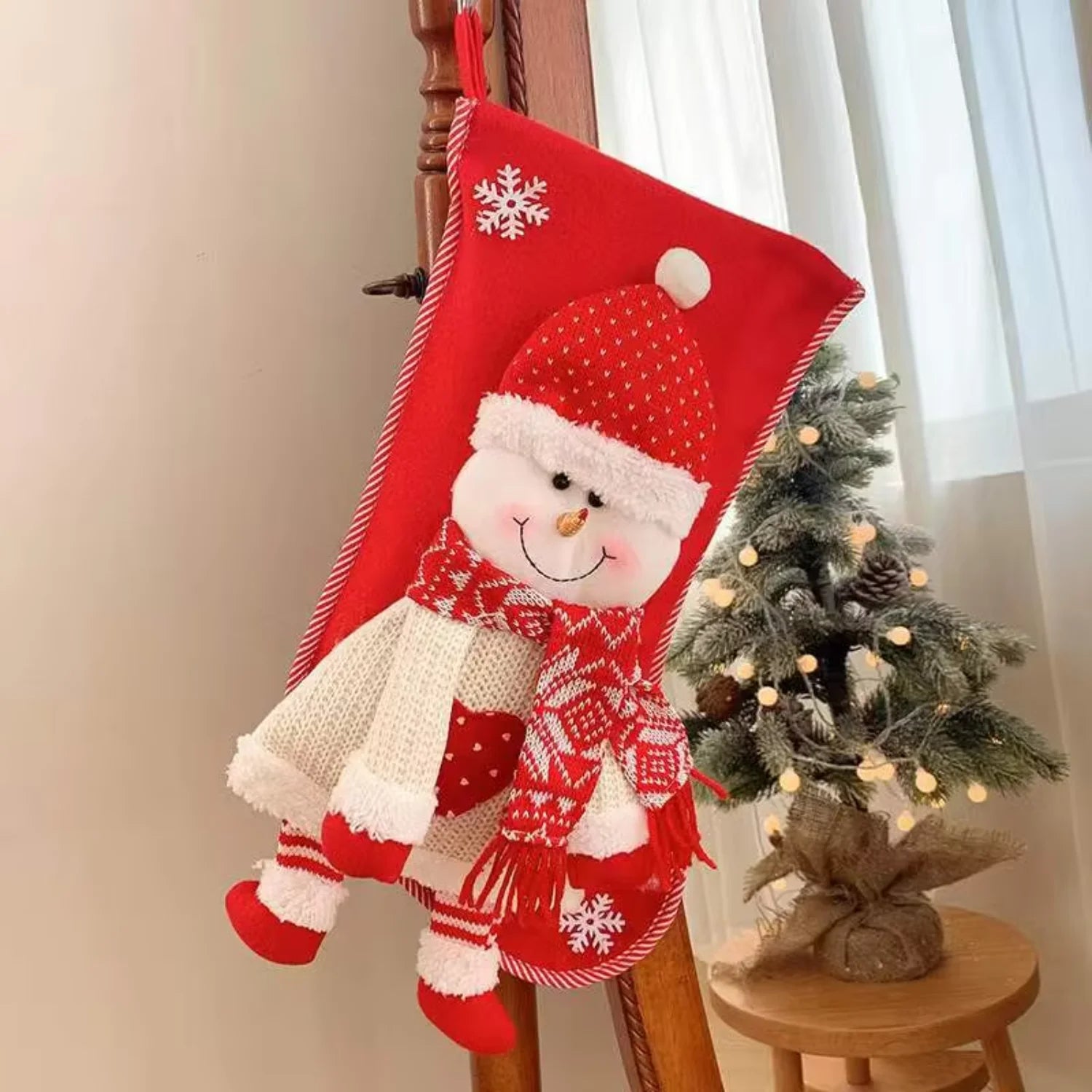 Christmas Knitted Stockings 45CM – Santa & Snowman