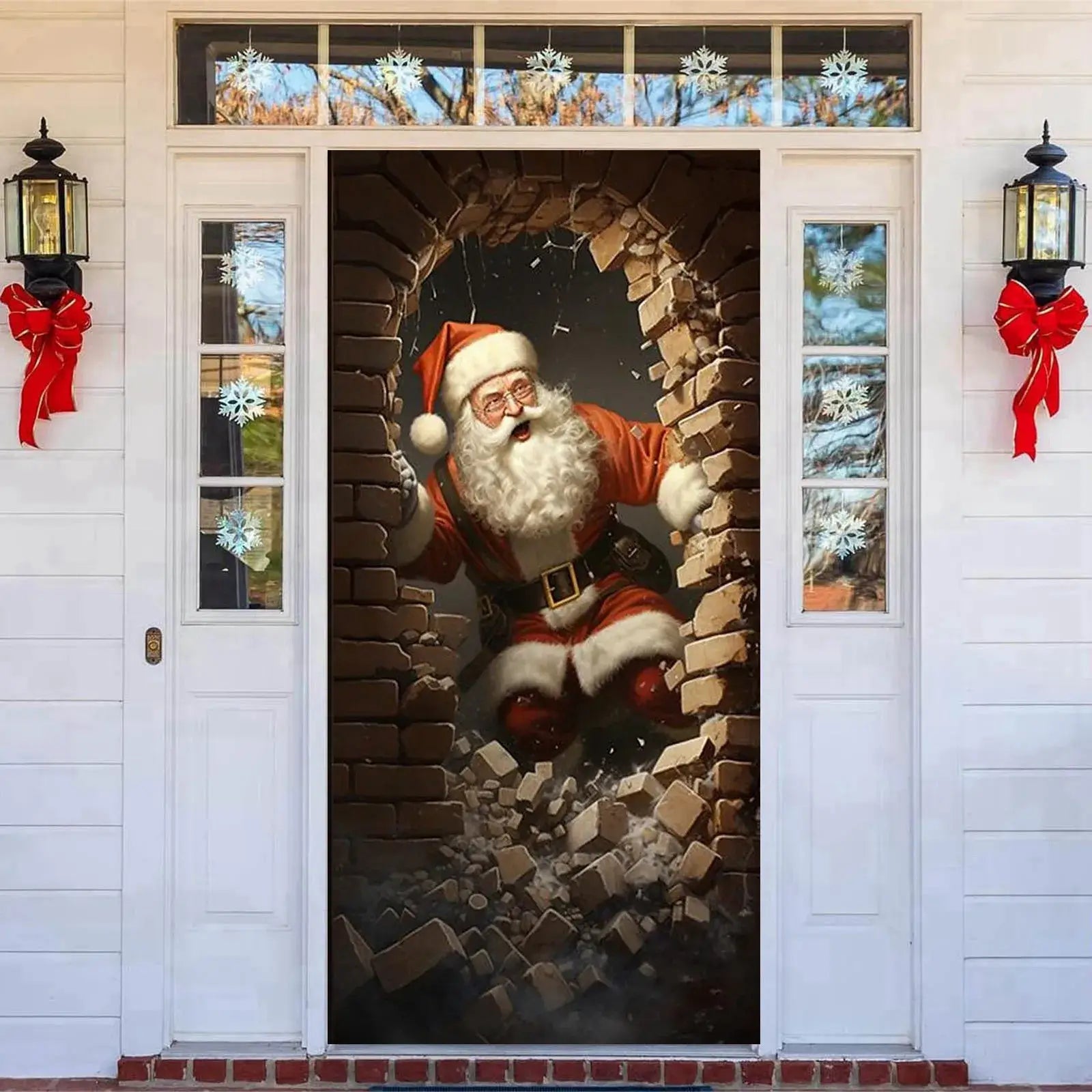 Santa Door Cover Decoration Tapestry Holiday Party B / One Size / United States