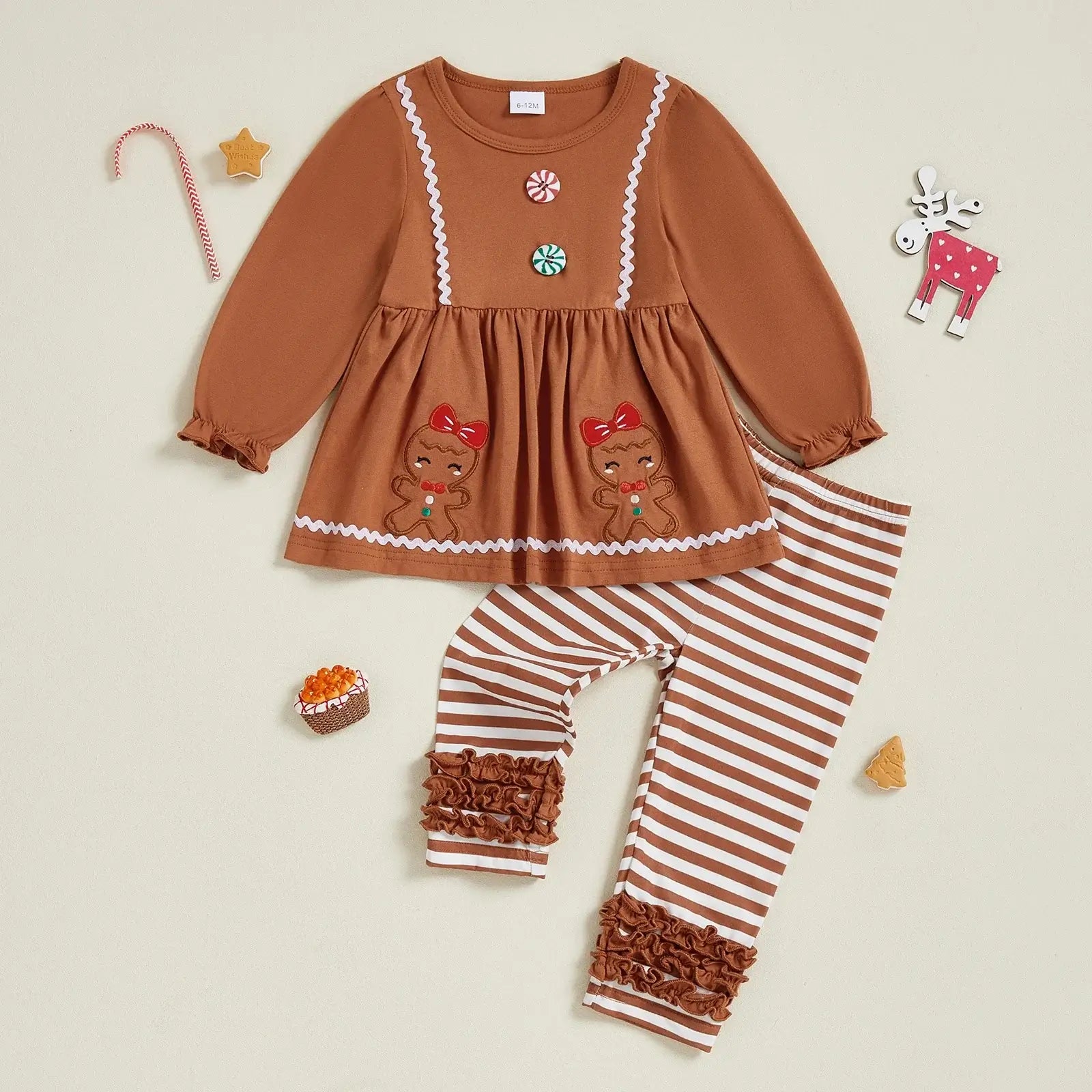 Toddler Girls Winter Outfit Set Brown / 12-18 Months / United States
