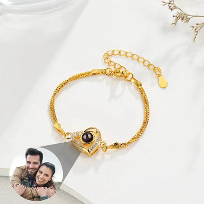 18K Gold Personalized Projection Bracelet Custom Photo Love Bracelet for Women SILVER PLATED / 16CM / United States