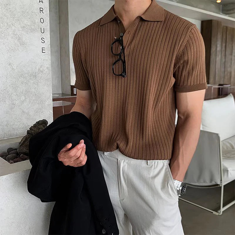 Men's Clothing Luxury Knit Polo Shirt