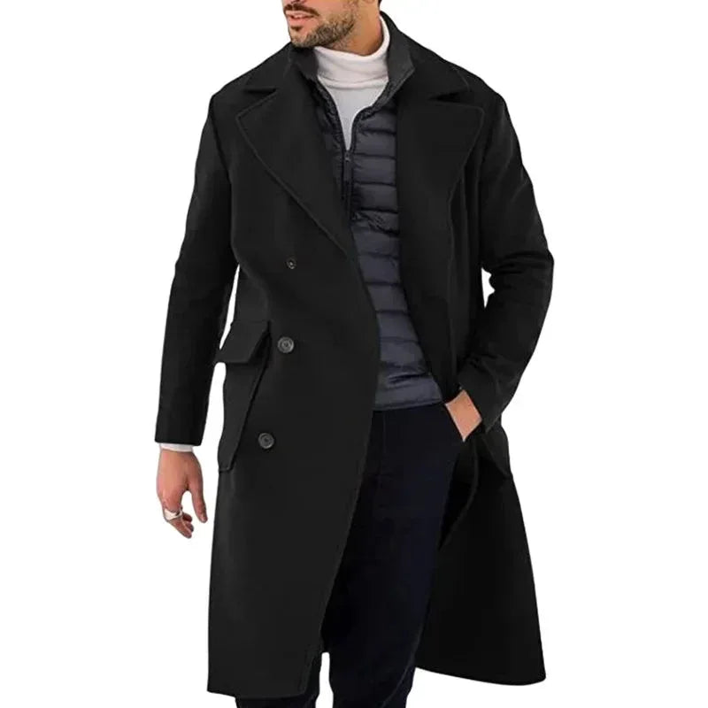 Winter Coat Men's Vintage Long Sleeve black / M