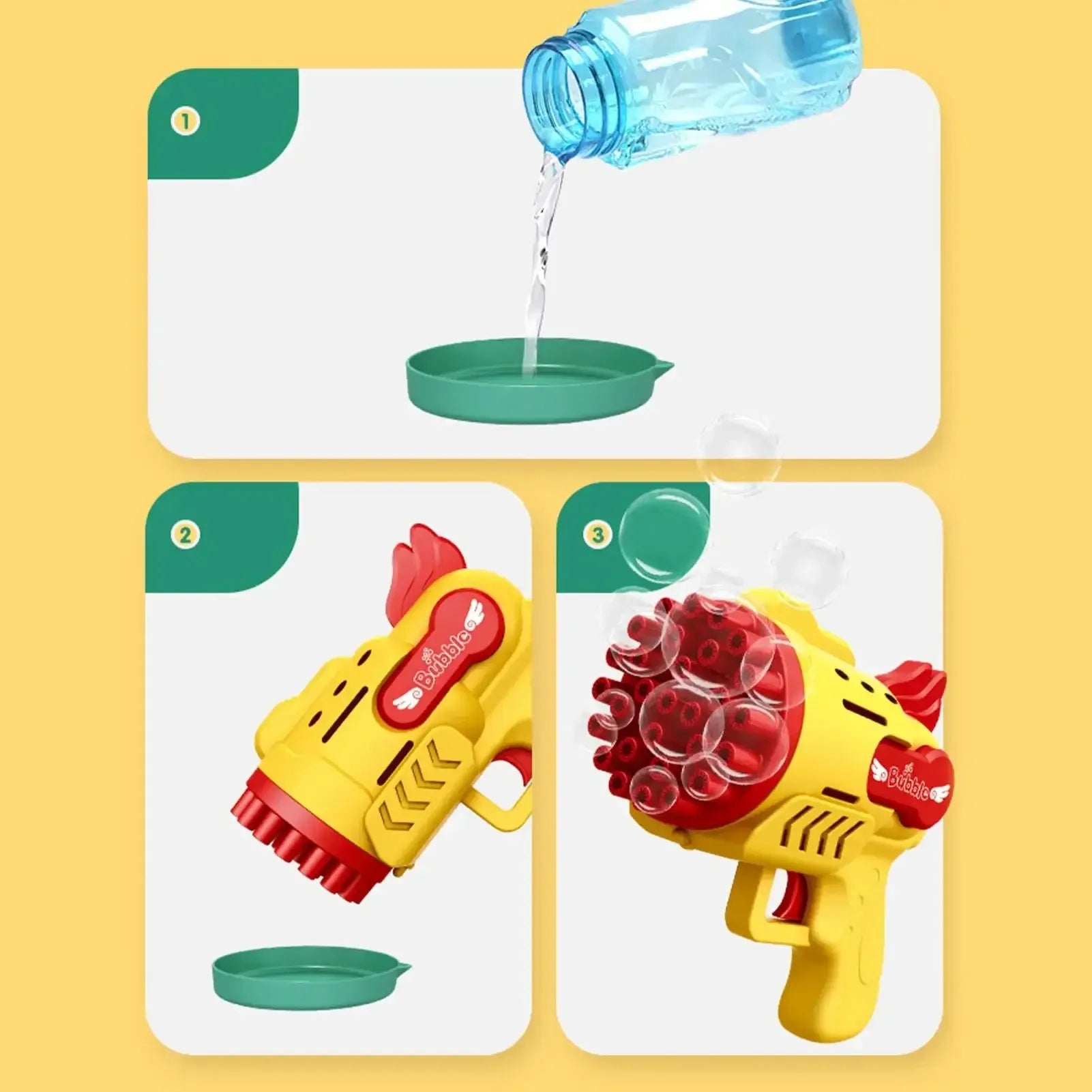 Bubble Gun Kids Toys Automatic Soap Rocket Bubbles Machine Outdoor Wedding Party Toy Birthday Gifts 29 holes Yellow