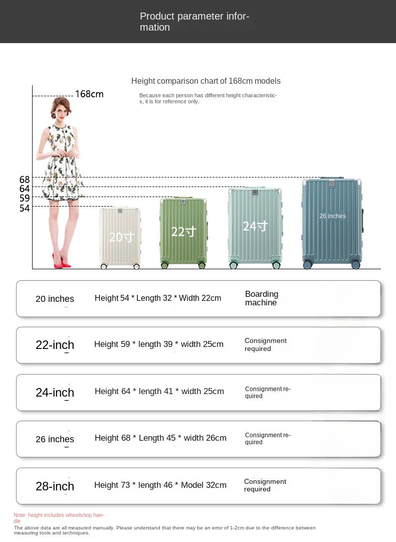 Travel Boarding Password Box Suitcase Soundproof Wheel