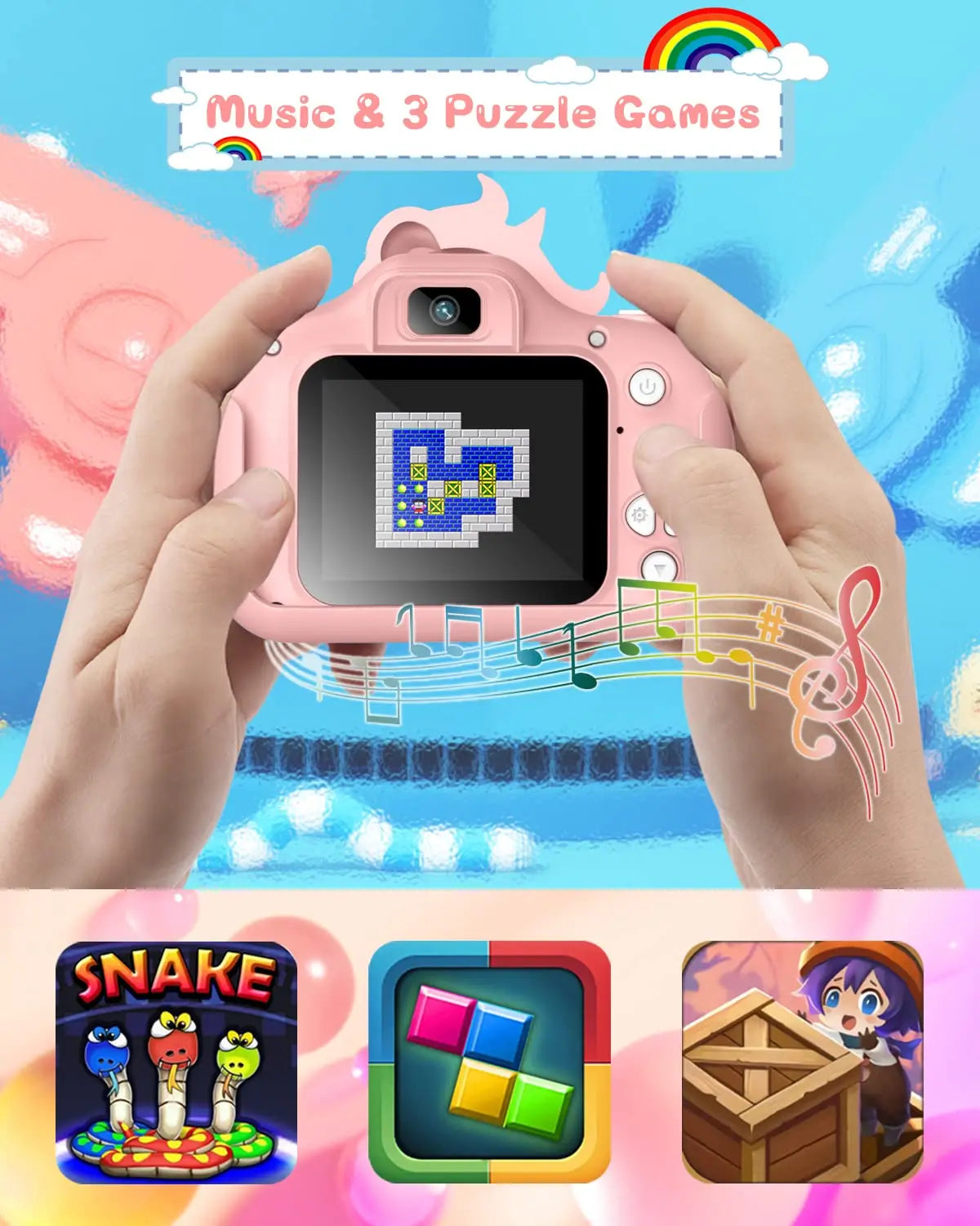 Kids 2.0" HD Digital Selfie Camera with 32GB Card – 20MP Cartoon Camera Toy for Girls & Boys