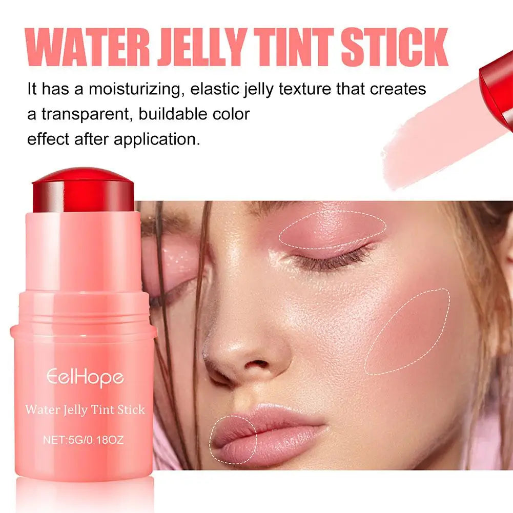 3in1 Cheek Lip Tinted Moistured Blush Stick Eyes Cheek Lip Brighten Cream Water Jelly Tint